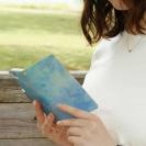 【手帳型】ウォーターフラワー　ブルー