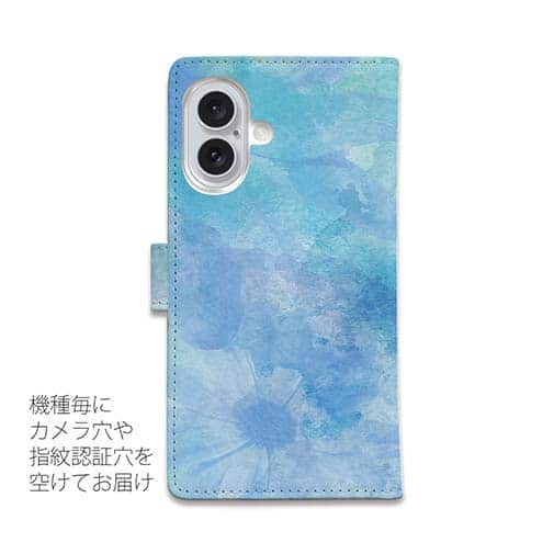 【手帳型】ウォーターフラワー　ブルー