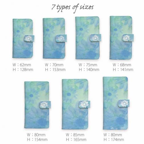 【手帳型】ウォーターフラワー　ブルー