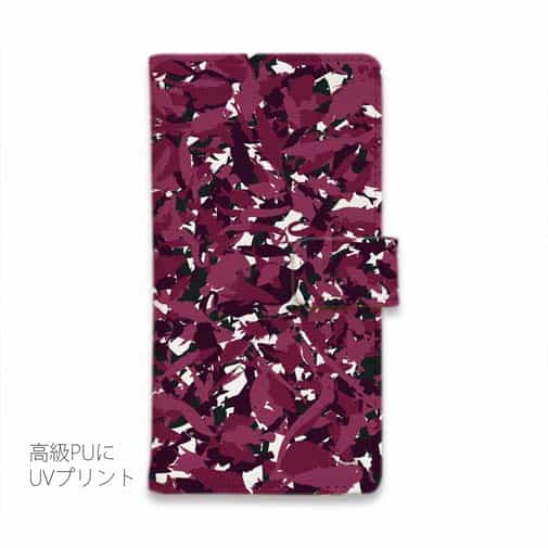 【手帳型】あかり　百目ロゴ　迷彩ワインレッド