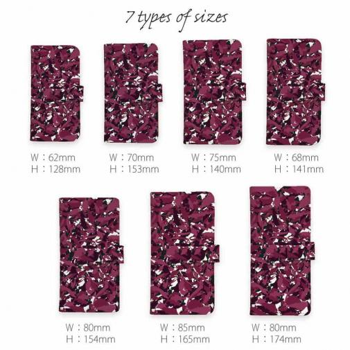 【手帳型】あかり　百目ロゴ　迷彩ワインレッド