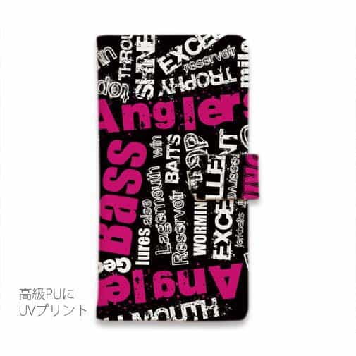 【手帳型】BASS テキストデザイン　ショッキングピンク