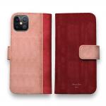 【手帳型】スエード風大人のワインレッド