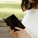 【手帳型】オナガ　革風デザイン