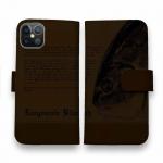 【手帳型】オナガ　革風デザイン