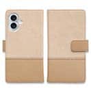 【手帳型】レザー風リボン&ショルダーストラップ　ベージュ