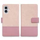 【手帳型】レザー風リボン&ショルダーストラップ　ライトピンク