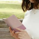 【手帳型】レザー風リボン&ショルダーストラップ　ライトピンク