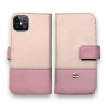 【手帳型】レザー風リボン&ショルダーストラップ　ライトピンク