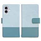 【手帳型】レザー風リボン&ショルダーストラップ　サックス