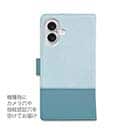 【手帳型】レザー風リボン&ショルダーストラップ　サックス