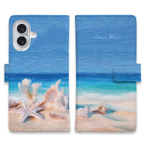 【手帳型】オーシャンブルー 春の海辺
