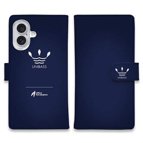 【手帳型】 UNIBASS ロゴバック ロイヤルブルー
