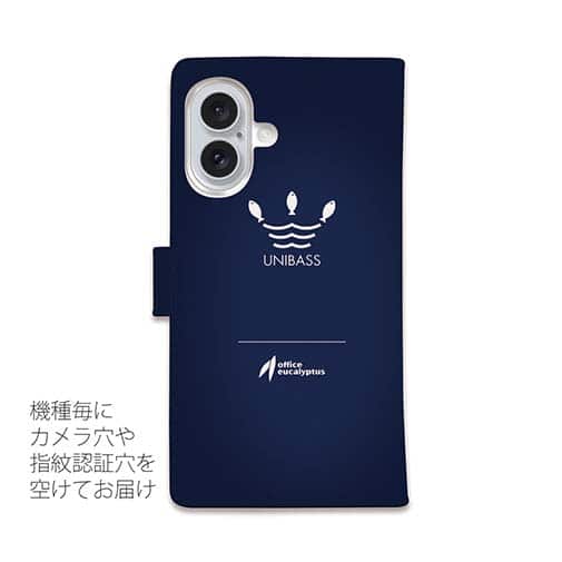 【手帳型】 UNIBASS　ロゴバック　ロイヤルブルー