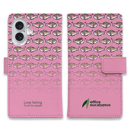 【手帳型】【eucalyptus】グレ鱒 ピンク