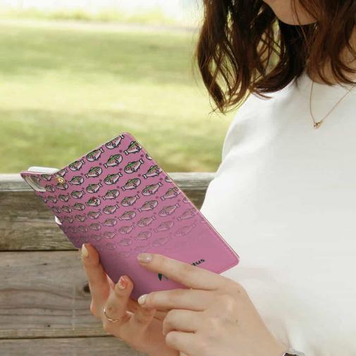 【手帳型】【eucalyptus】グレ鱒　ピンク