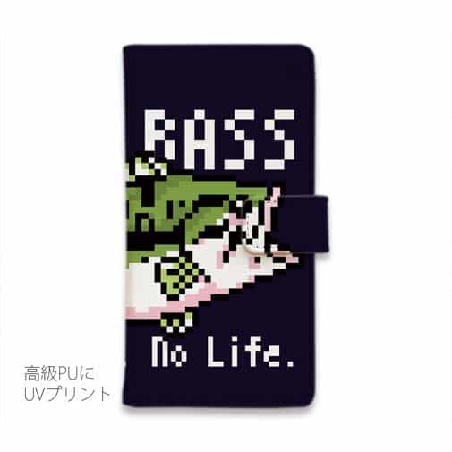 【手帳型】【釣りざんまい】ドット絵のブラックバス
