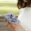 【手帳型】タトゥー風昇り鯉　ブルー&ホワイト