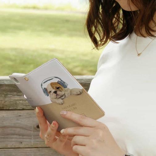 【手帳型】ブルドッグだってNo Music No Life