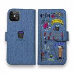 【手帳型】【釣りざんまい】釣りが好きなんです_カラフルデニム風