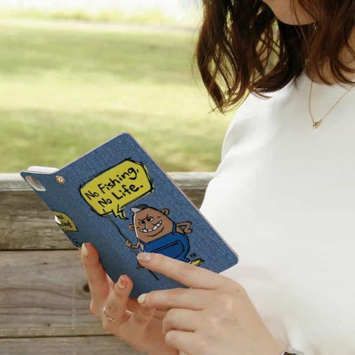 【手帳型】【釣りざんまい】ポッチャリアングラー
