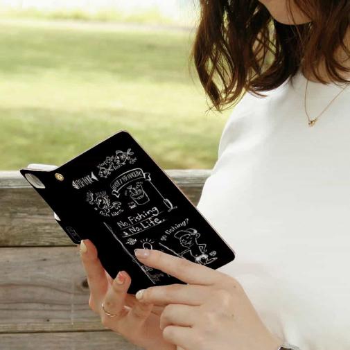 【手帳型】【釣りざんまい】釣りが好きなんです_ブラック