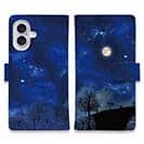 【手帳型】屋根の上のネコと満月