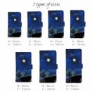 【手帳型】屋根の上のネコと満月