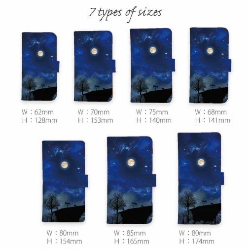 【手帳型】屋根の上のネコと満月