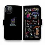 【手帳型】【釣りざんまい】釣りが好きなんです_カラフルブラック