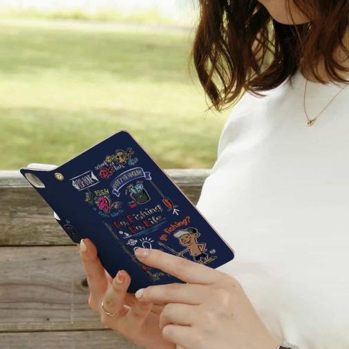 【手帳型】【釣りざんまい】釣りが好きなんです_カラフルネイビー