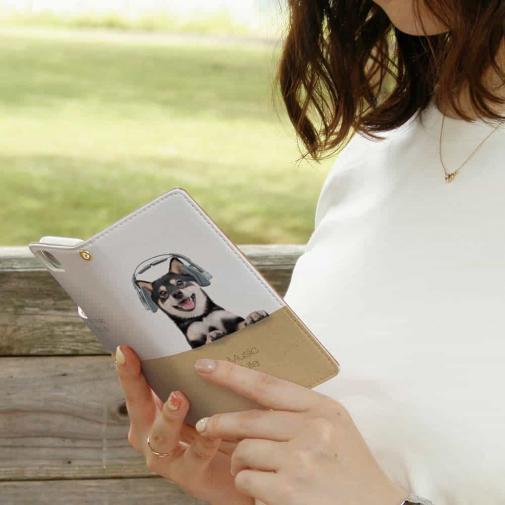 【手帳型】黒柴だってNo Music No Life