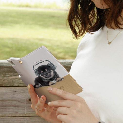 【手帳型】黒柴（子犬）だってNo Music No Life