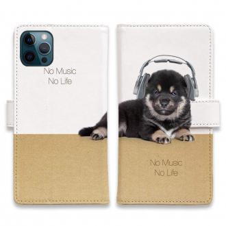 【手帳型】黒柴（子犬）だってNo Music No Life