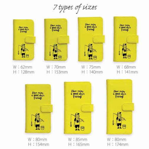 【手帳型】【釣りざんまい】 一日釣りを楽しむアングラー_イエロー