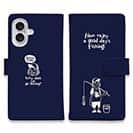 【手帳型】【釣りざんまい】 一日釣りを楽しむアングラー_ネイビー