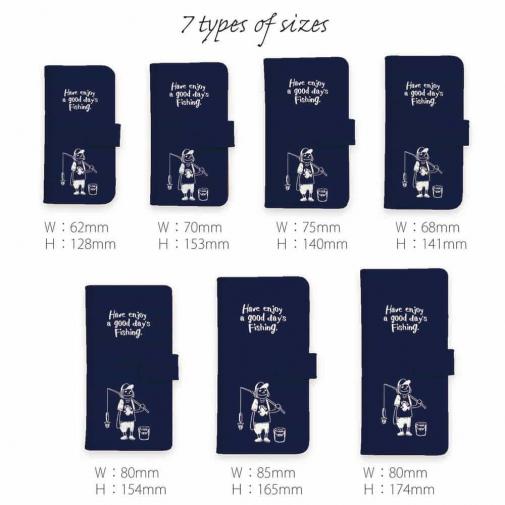 【手帳型】【釣りざんまい】 一日釣りを楽しむアングラー_ネイビー