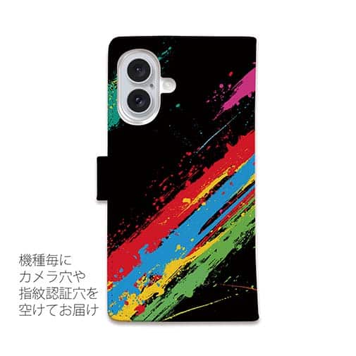 【KIZAKURA】【手帳型】レインボーブラック+シンプルロゴ