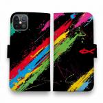 【KIZAKURA】【手帳型】レインボーブラック+シンプルロゴ