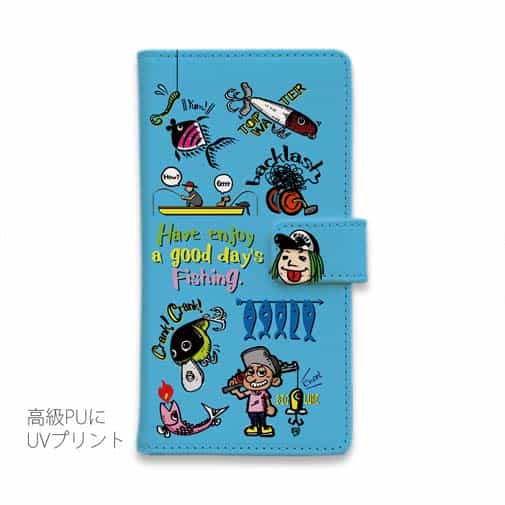 【手帳型】【釣りざんまい】魚釣りに出かけよう!_カラフルスカイブルー