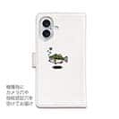 【手帳型】【釣りざんまい】ドット絵のブラックバス カラフルホワイト