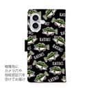 【手帳型】【釣りざんまい】ドット絵のブラックバスがいっぱい_カラフルブラック