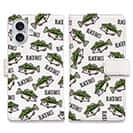 【手帳型】【釣りざんまい】ドット絵のブラックバスがいっぱい_カラフルホワイト