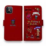 【手帳型】【釣りざんまい】釣りが好きなんです_カラフルレッド