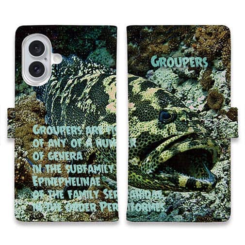 【手帳型】グルーバー・フィッシュ(ハタ類) アメコミ風