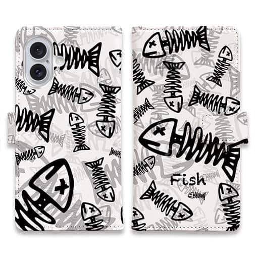 【手帳型】ボーン・フィッシュ ホワイト