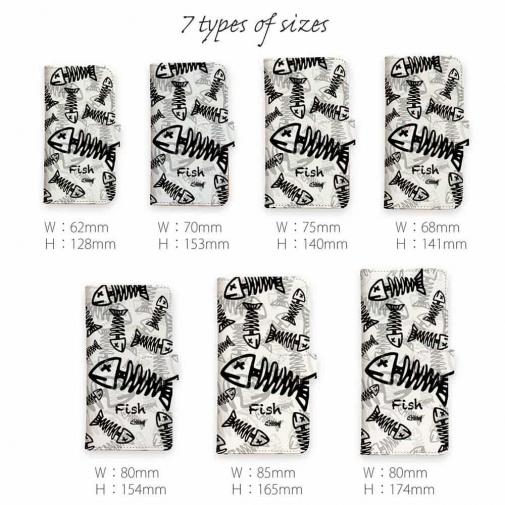 【手帳型】ボーン・フィッシュ　ホワイト