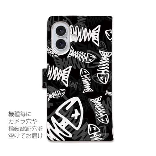 【手帳型】ボーン・フィッシュ　ブラック