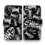 【手帳型】ボーン・フィッシュ　ブラック