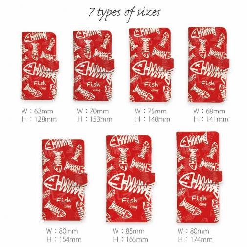 【手帳型】ボーン・フィッシュ　レッド